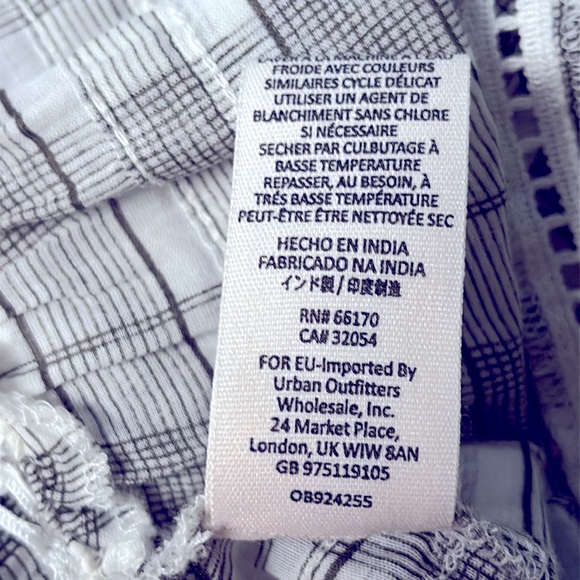 Free People Time Out Plaid Lace Boho White Olive Green Tunic Top Women's Size XS - Picture 8 of 14